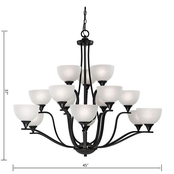 Bristol Lane 45'' Wide 15-Light Chandelier - Oil Rubbed Bronze with White Glass