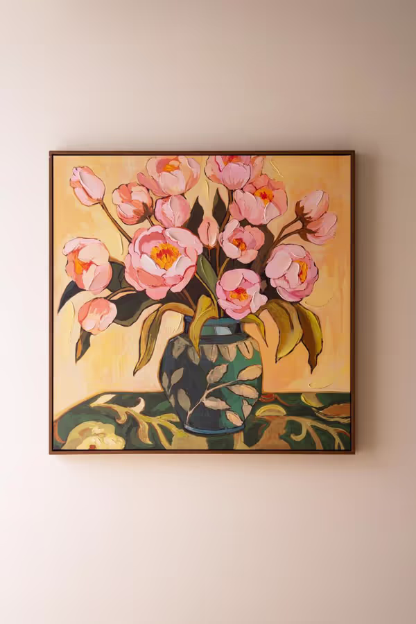Framed Peonies in a Vase Painting