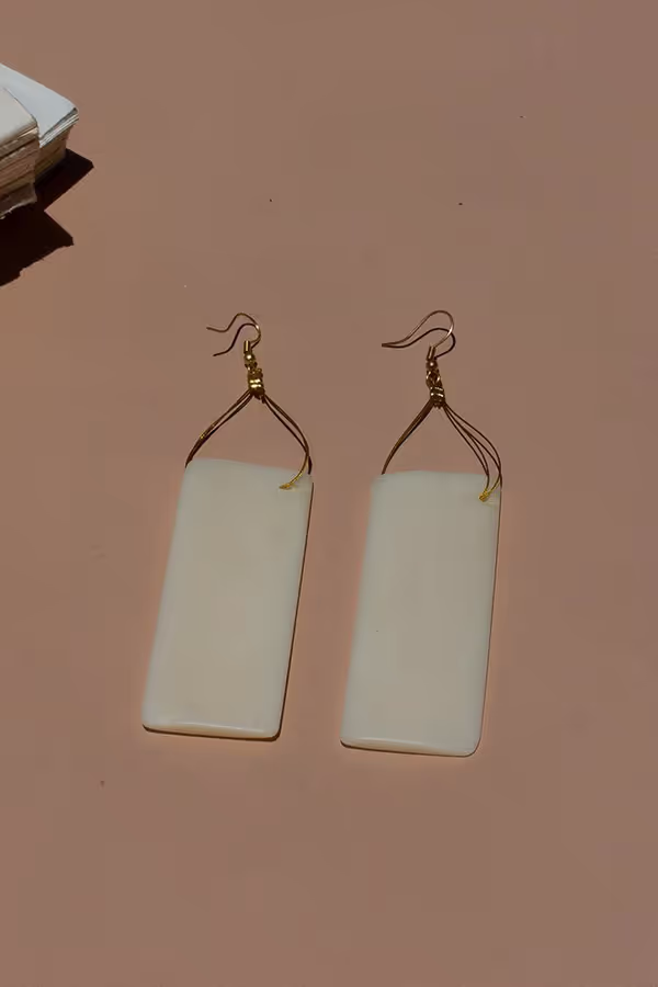 Pair of White Bone Earrings