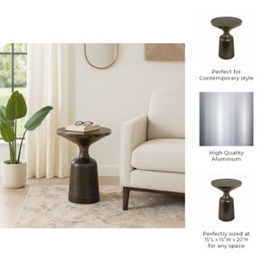 20" METAL ACCENT TABLE GREEN MARBLE TOP, MULTI 10