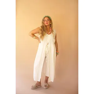 Sleeveless Split-Front Tunic / Cotton 1