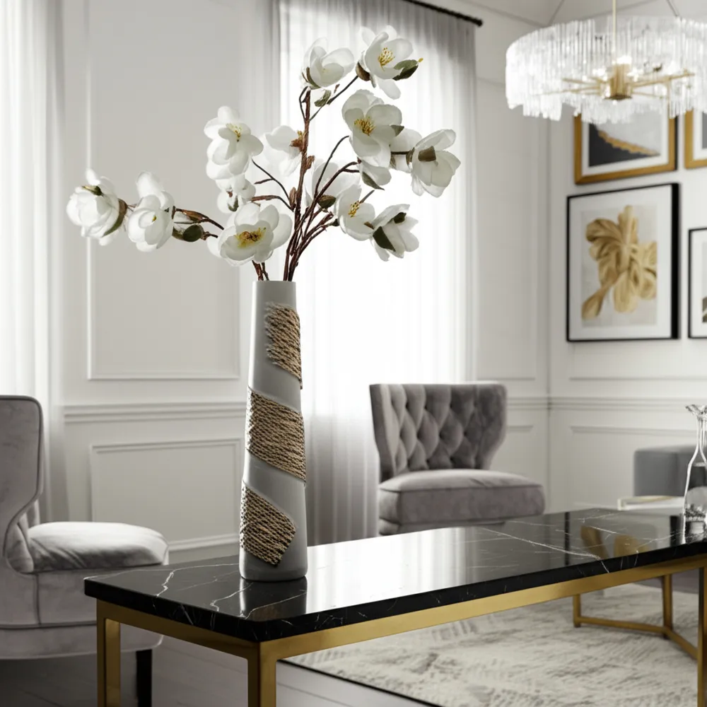 GREERWAY WHITE GLASS VASE 22 (IN)