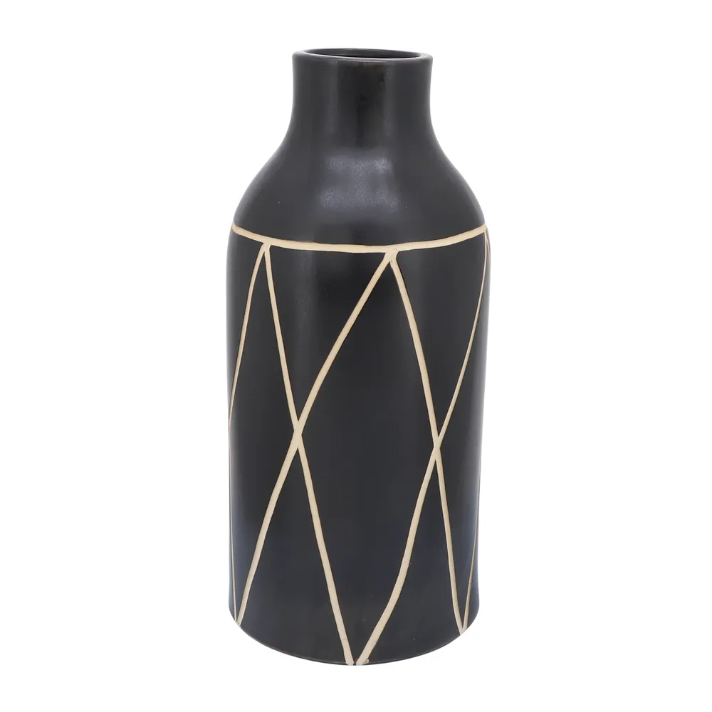 FENTONMOOR BLACK VASE 16 (IN)