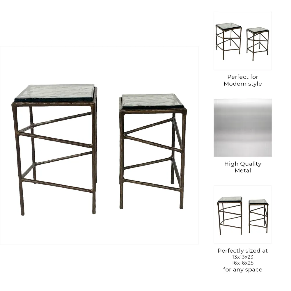 HADWICKBEACH SET OF 2 GOLD TABLE 25 (IN)