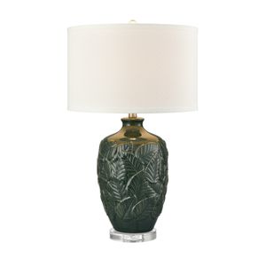 Goodell 27.5'' High 1-Light Table Lamp - Green Glaze and Drum Shade 1
