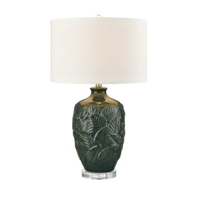 Goodell 27.5″ High 1-Light Table Lamp - Green Glaze and Drum Shade