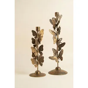 Set of 2 Butterflies Taper Candle Holders 4