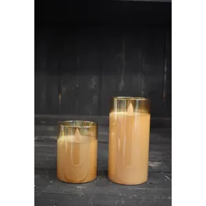 Amber Glass Cylinder Moving Flame LED Candle 3x4in 4