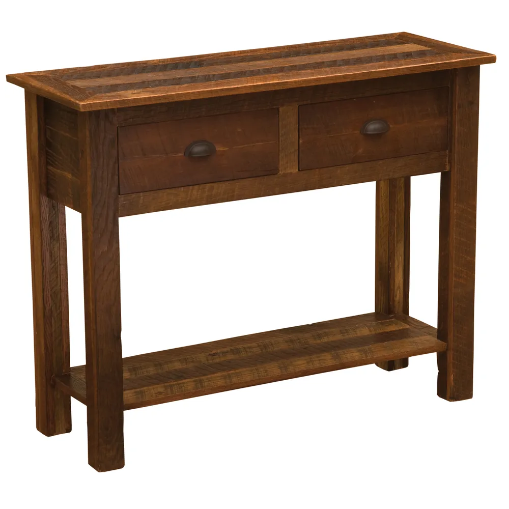 Barnwood Two Drawer Sofa Table with Barnwood Legs