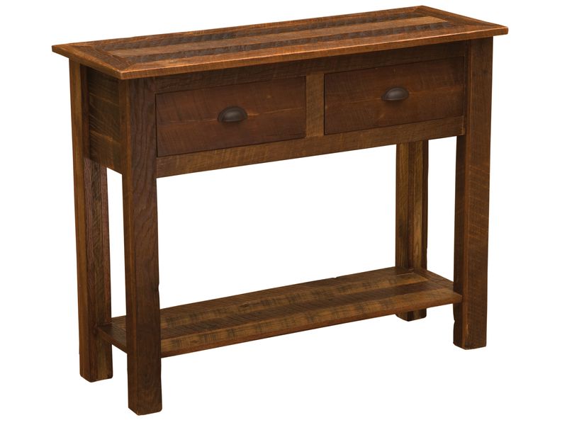 Barnwood Two Drawer Sofa Table with Barnwood Legs 2