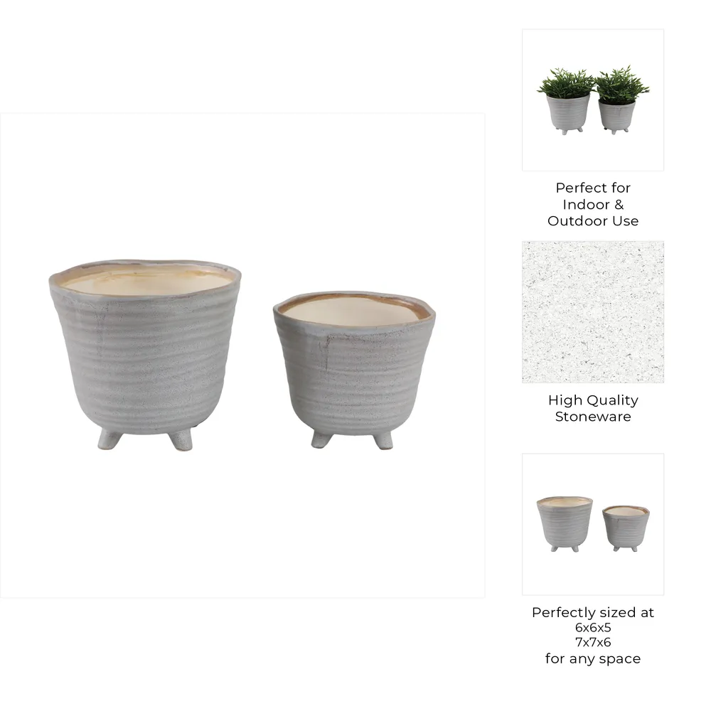 REXDALE SET OF 2 IVORY PLANTER 6 (IN)