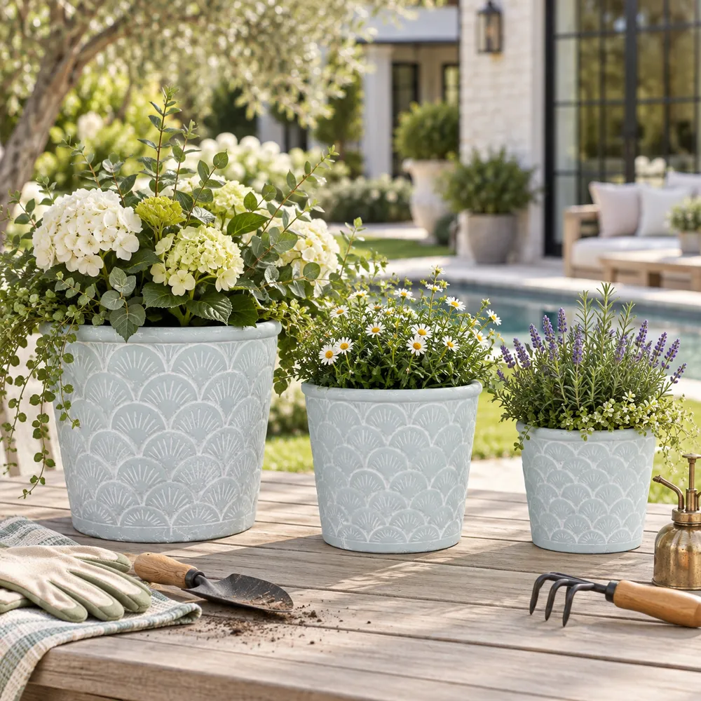 ROLANDGATE SET OF 3 BLUE PLANTER 9 (IN)