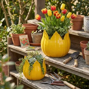 GENTRYWIND SET OF 2 YELLOW PLANTER 7 (IN) 2