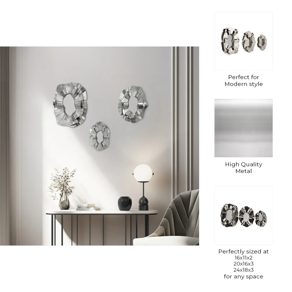 ASPENDALE SET OF 3 SILVER MIRRORS 3 (IN)