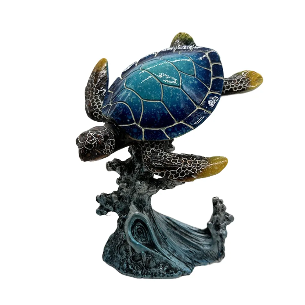 7" BLUE TURTLE STATUE