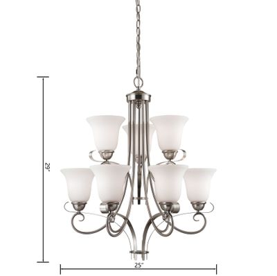 Brighton 25'' Wide 9-Light Chandelier - Brushed Nickel