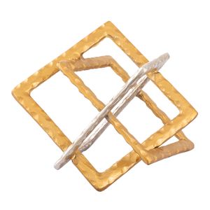 Abstract Interlocking Sculpture - Brass and Nickel 1
