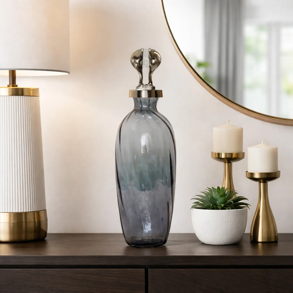 FORDHAMDALE GRAY GLASS VASE 16 (IN)