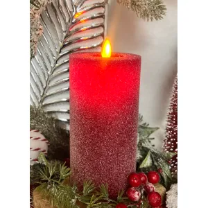 Red Frosted Moving Flame LED Candle 3x6in 1