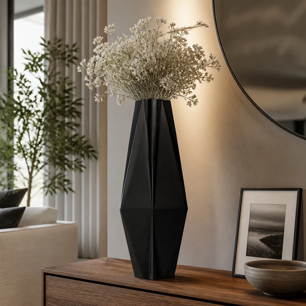 TARASIDE BLACK VASE 33 (IN)
