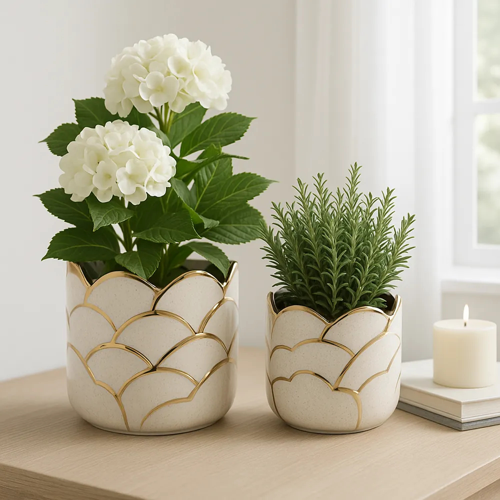 BRIGHTONROSE SET OF 2 IVORY PLANTER 7 (IN)