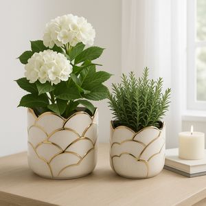 BRIGHTONROSE SET OF 2 IVORY PLANTER 7 (IN) 2