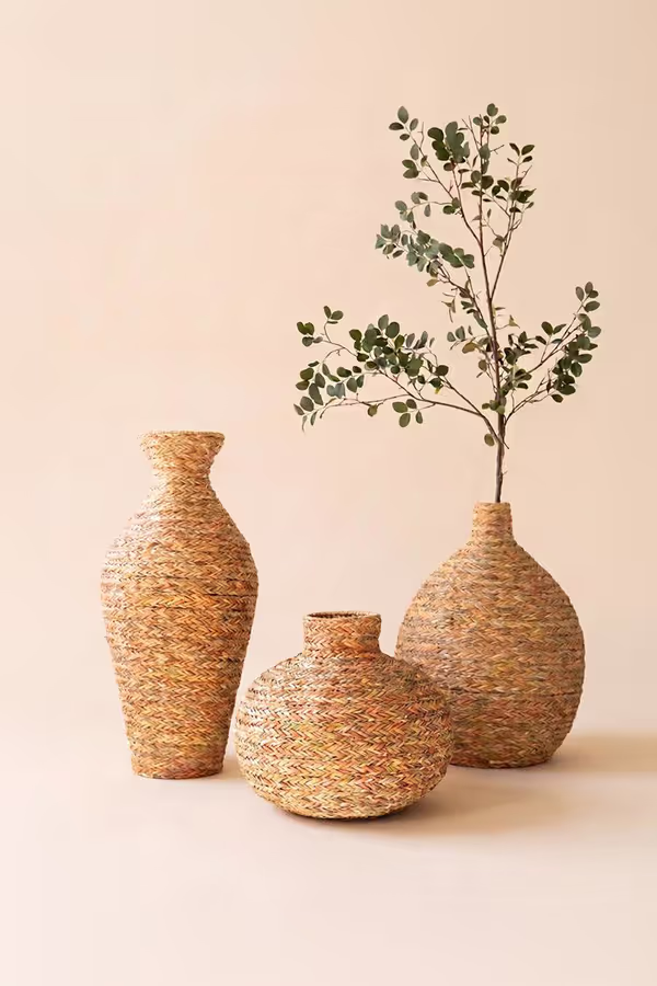 Set of 3 Natural Seagrass Vessels