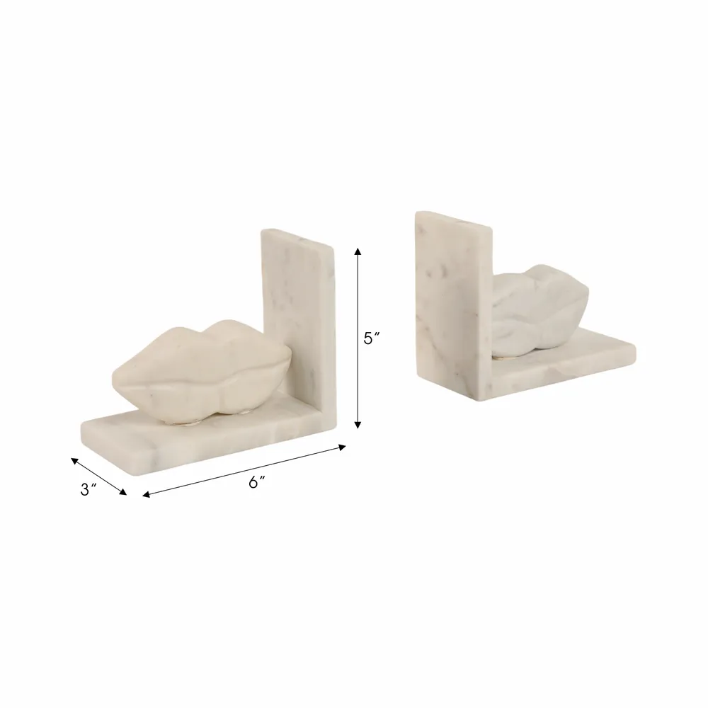 SUTTONTON SET OF 2 WHITE BOOKENDS 5 (IN)