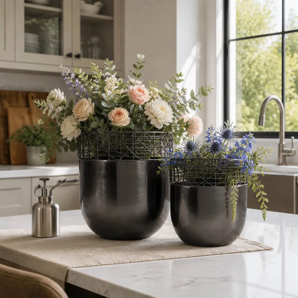 LEONAWELL SET OF 2 GRAY PLANTER 13 (IN)