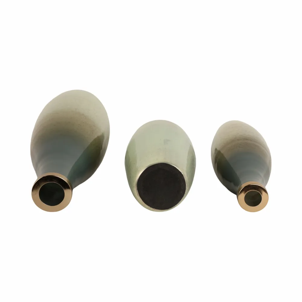 HOPESIDE SET OF 3 GREEN GLASS VASES 21 (IN)
