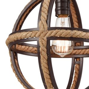 Natural Rope 12'' Wide 1-Light Mini Pendant - Oil Rubbed Bronze 2