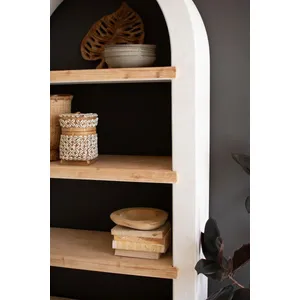 Textured Arched Shelving Unit with Four Wooden Shelves 2