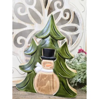 3D Snowman with a Tree 10x8in