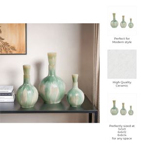 AVAGROVE SET OF 3 GREEN VASES 14 (IN) 10