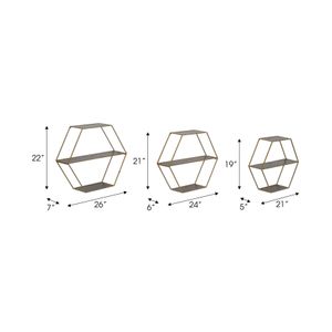 KEATONWOOD SET OF 3 GOLD WALL SHELF 22 (IN) 8