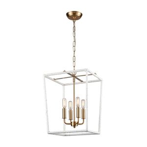 Kingdom 14'' Wide 4-Light Pendant - Aged Brass with White 5