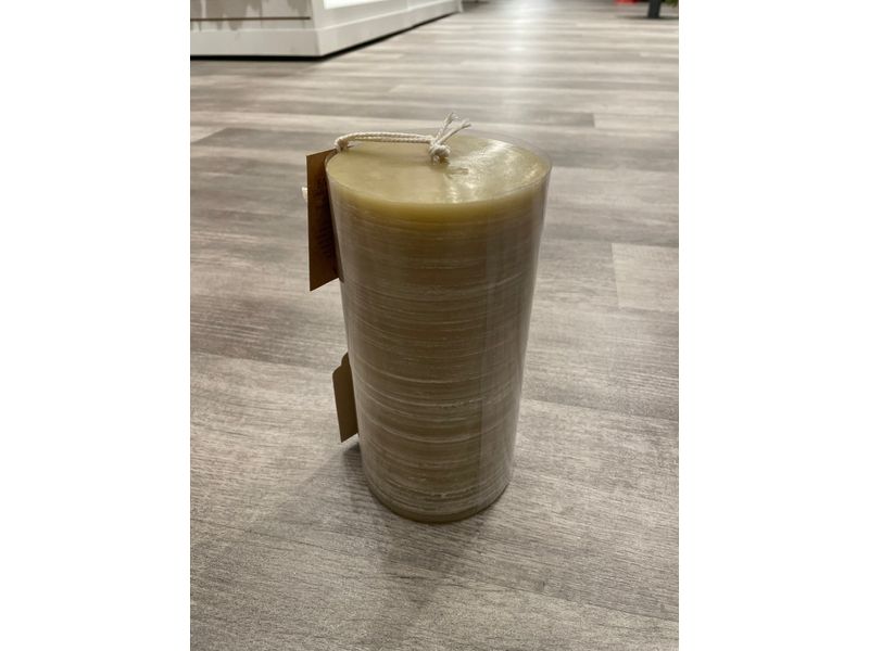 8" Brushed Pillar Candle, Ivory & Gold 1