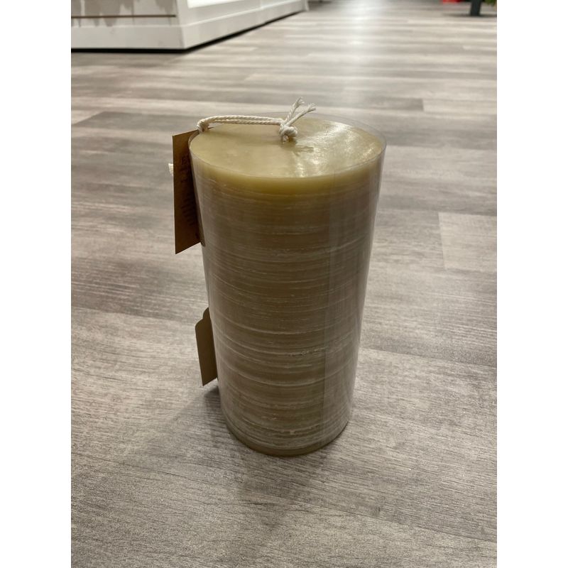8" Brushed Pillar Candle, Ivory & Gold
