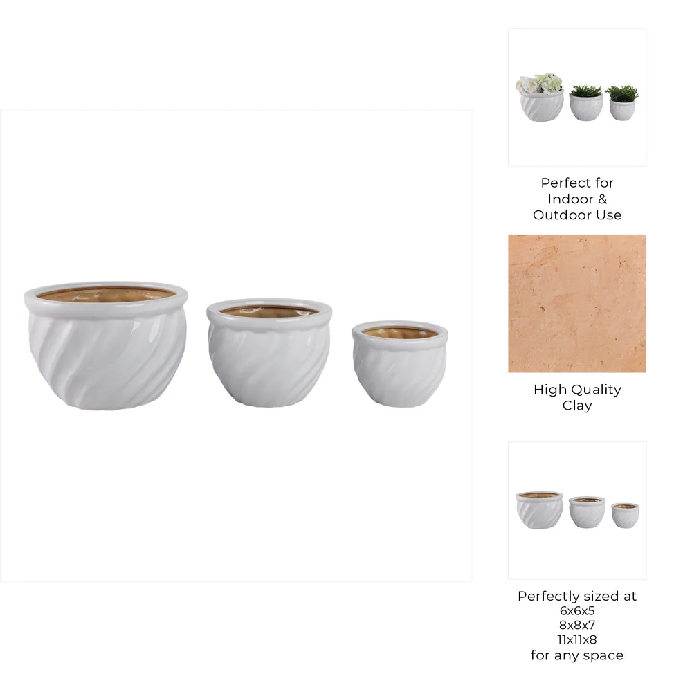 RAYMONDHAVEN SET OF 3 WHITE PLANTER 9 (IN)