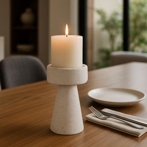 CARLIN WHITE CANDLE HOLDER 8 (IN) 12