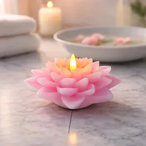 Pink Lotus 3D Flame LED Candle 5.5x3in 1