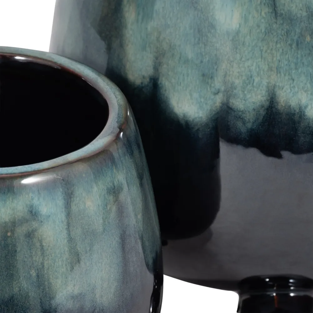 SUTTONOAK SET OF 2 BLUE PLANTER 8 (IN)