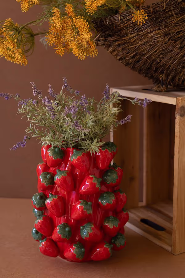Ceramic Strawberries Vase