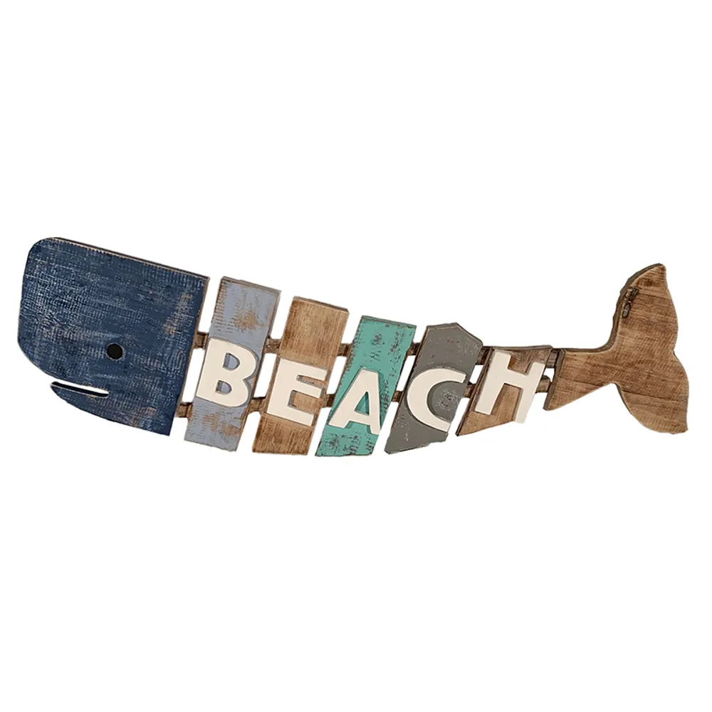 23-1/2" BEACH SLAT WHALE IN MULTI-COLOR