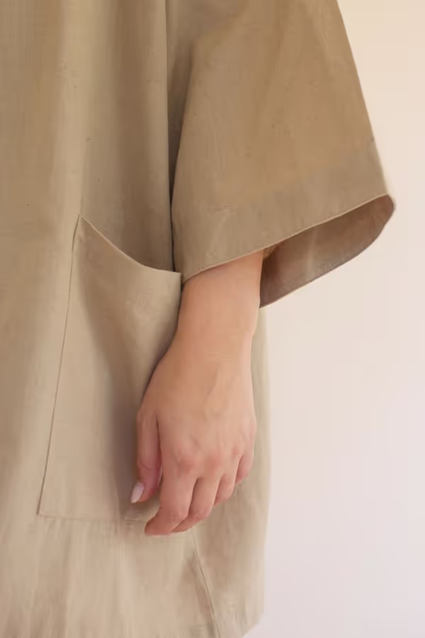 Short Kimono with Front Pockets / Oatmeal