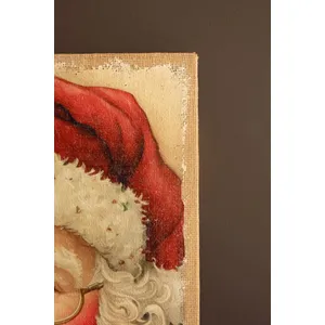 Vintage-Inspired Santa Painting on Burlap 2