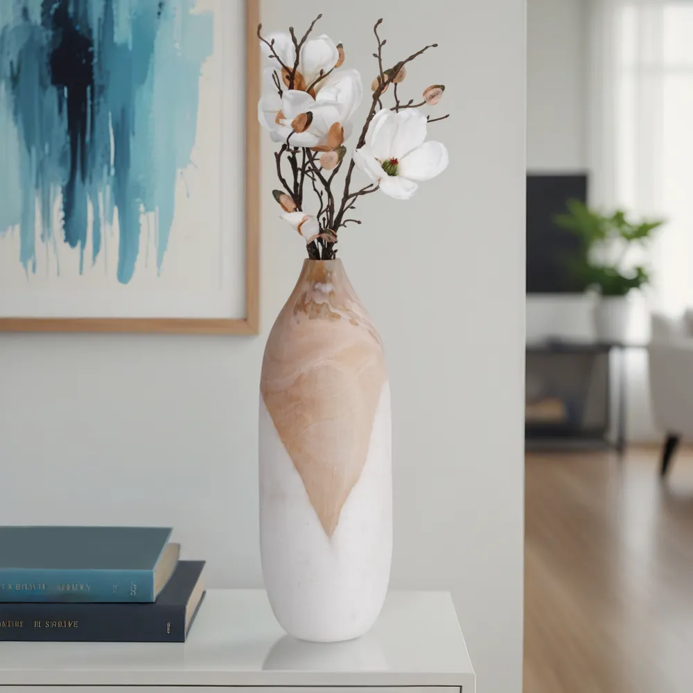 DRAKELEY TAN GLASS VASE 19 (IN)