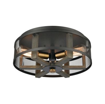 Woodbridge 17″ Wide 3-Light Flush Mount - Matte Black