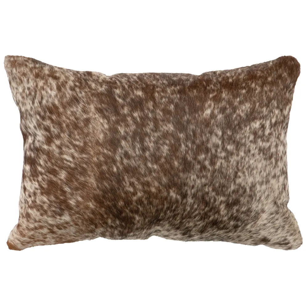 Dark Brown Speckled Leather Pillow - Leather Back