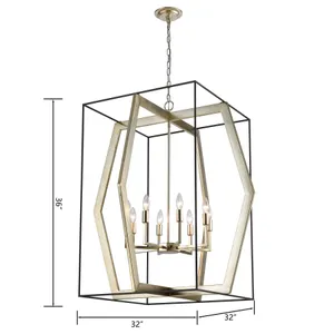 Mixed Geometries 32'' Wide 8-Light Chandelier - Silver Leaf 2
